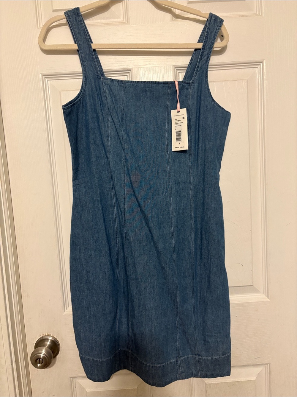 Vineyard Vines Blue Denim Square-Neck Midi Dress